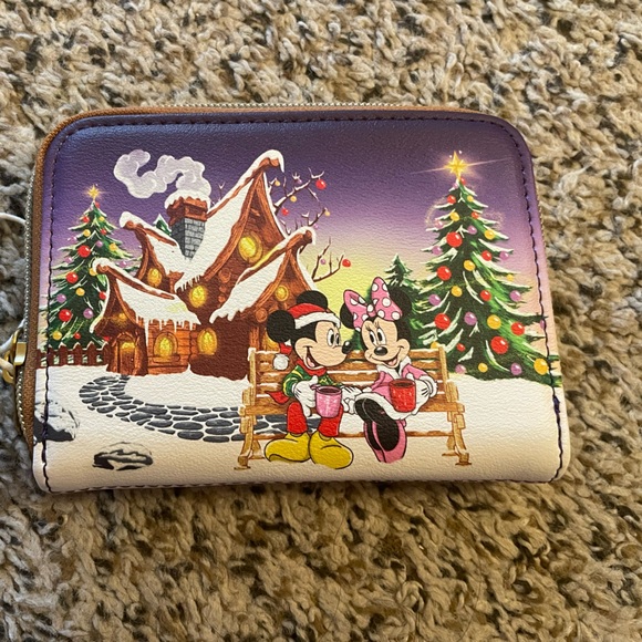 Disney Loungefly Handbags - Loungefly Disney Mickey Mouse & Minnie Mouse Lights Christmas Wallet